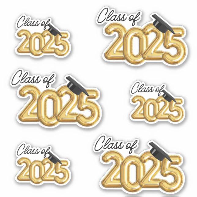 Klasse 2025 Abschluss Aufkleber Set von 6 (Vorderseite)
