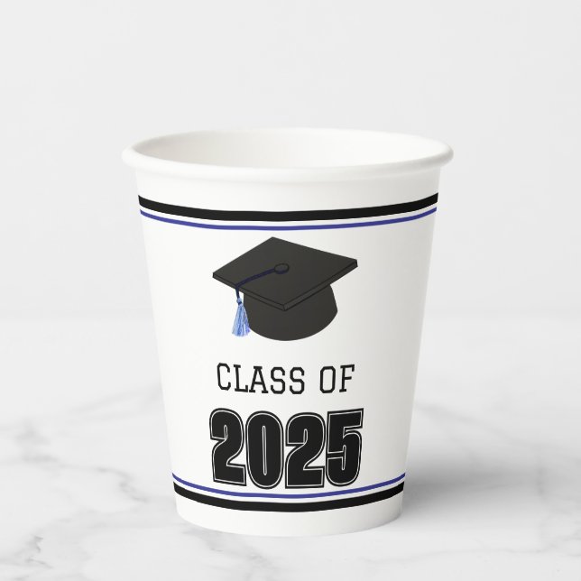Klasse 2025 Blau Pappbecher (Vorderseite)