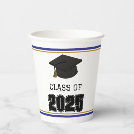 Klasse 2025 Blau und Gold Pappbecher