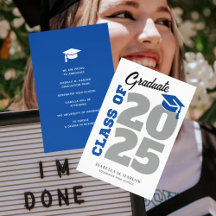 Klasse 2025 Blau- und Grau-Retro-Abschluss