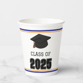 Klasse 2025 Blau und Orange Pappbecher