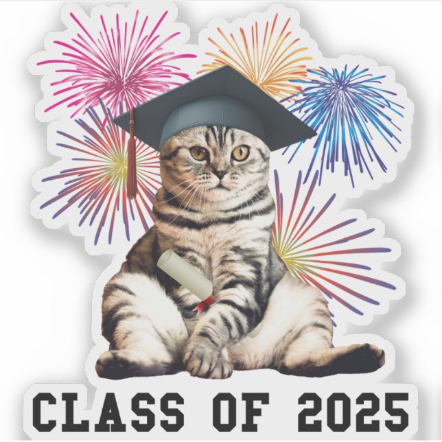 Klasse 2025 Cat Lover Aufkleber (Vorderseite)