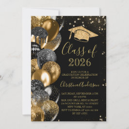 Klasse 2025 Eleganter Gold Glitzer Abschluss Einladung