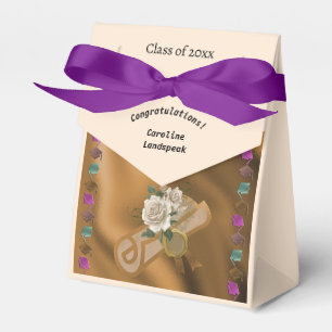 Klasse 2025, Goldfolie-Diplom, Weiße Rosen Geschenkschachtel