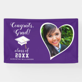 Klasse 2025 Grad Foto Lila Weißer Abschluss Banner