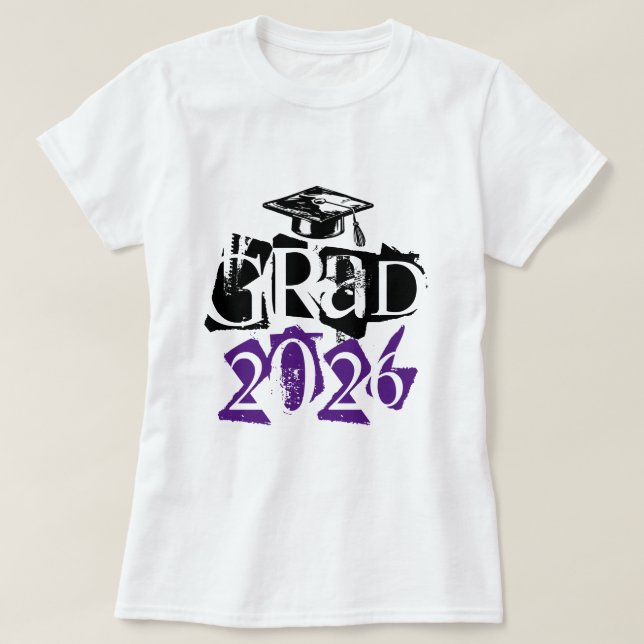 Klasse 2025 grad lila Typografie Abschluss T-Shirt (Design vorne)