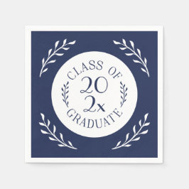 Klasse 2025 Graduate Chic Navy White Botanical Serviette