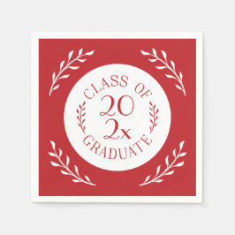 Klasse 2025 Graduate Chic Red White Botanical Serviette