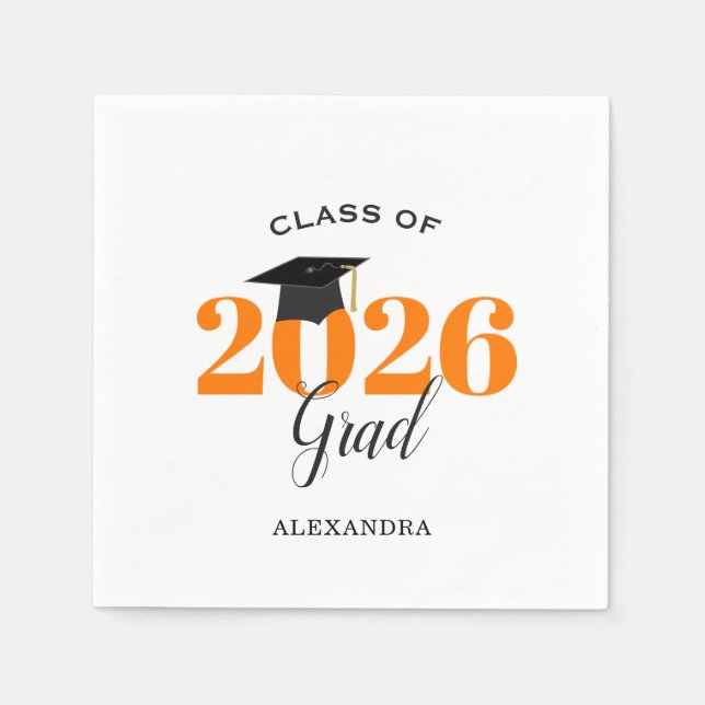 Klasse 2025 Graduate Modern Orange Serviette (Vorderseite)