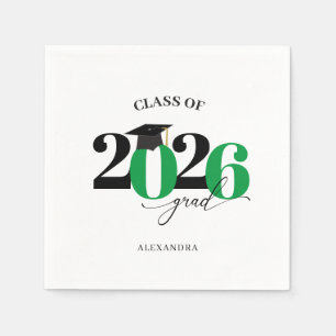 Klasse 2025 Graduate Modern Tyopgraphy Green Serviette