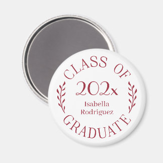 Klasse 2025 Graduate Name Burgundy Typografy Magnet