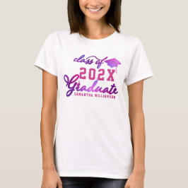 Klasse 2025 Graduate Name Pink Lila Abschluss T-Shirt