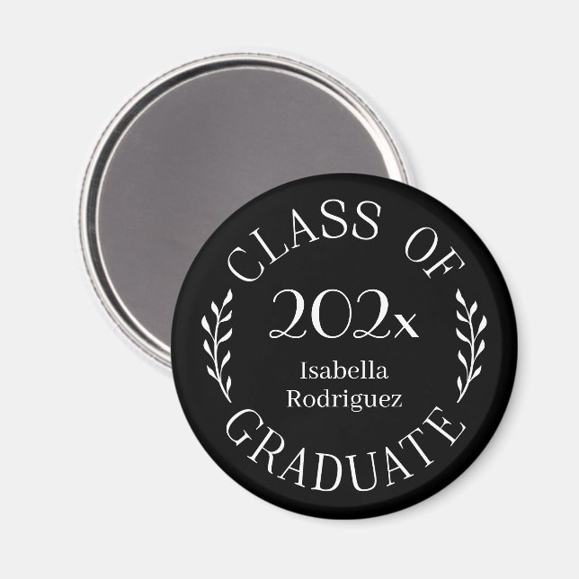 Klasse 2025 Graduate Name Typografy Black Magnet (Vorderseite/Rückseite)
