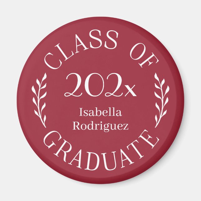 Klasse 2025 Graduate Name Typografy Burgundy Magnet (Vorne)