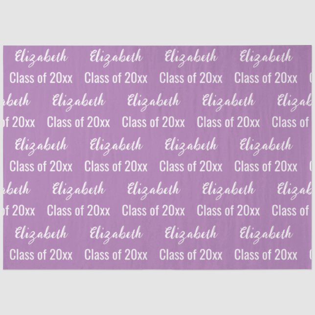 Klasse 2025 Graduate's Name Lavender and White Seidenpapier (Vorderseite)