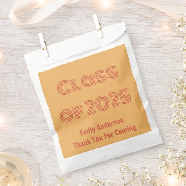 Klasse 2025 Orange Graduate Name Vielen Dank Geschenktütchen (Ausgeschnitten)