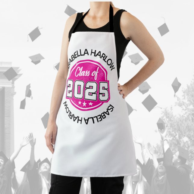 Klasse 2025 Rosa Graduate Name Schürze (Von Creator hochgeladen)