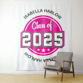 Klasse 2025 Rosa Graduate Name Wandteppich