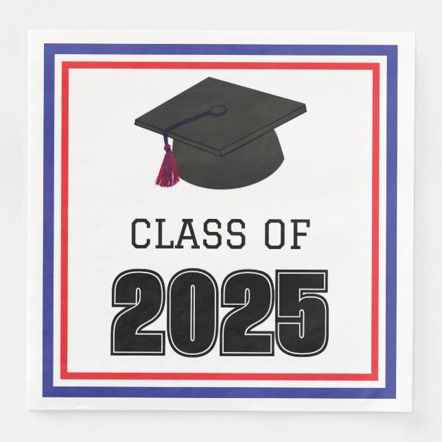 Klasse 2025 Rot und Blau Serviette (Vorderseite)