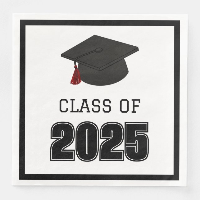 Klasse 2025 Rot und Schwarz Serviette (Vorderseite)