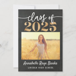 Klasse 2025 Script Gray Chalk Printable Einladung
