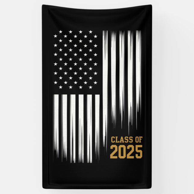 Klasse 2025 Senior American Flag Abschluss Banner (Vertikal)
