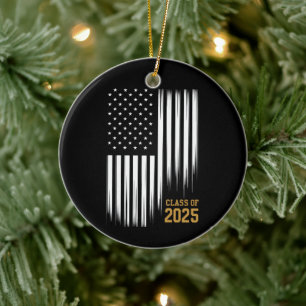 Klasse 2025 Senior American Flag Abschlussfeier Keramik Ornament
