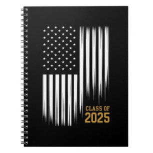 Klasse 2025 Senior American Flag Abschlussfeier Notizblock