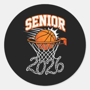 Klasse 2026 Abschluss Senior 26 Basketball Runder Aufkleber