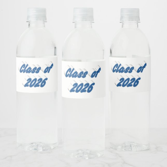 Klasse 2026 blaue Typografie Abschluss  (Flaschen)