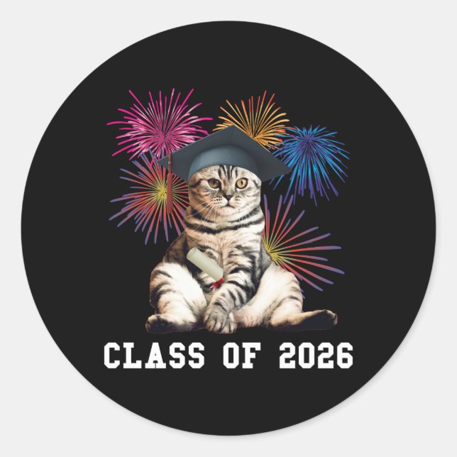 Klasse 2026 CAT Lover Runder Aufkleber (Vorderseite)