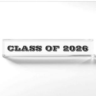 Klasse 2026 Clear Black Paperweight von Janz Namensplakette