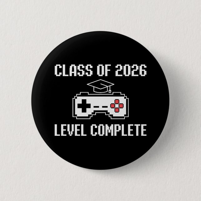 Klasse 2026 Level Complete Gaming Abschluss Button (Vorderseite)