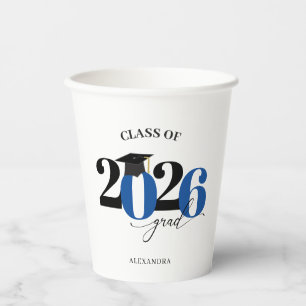 Klasse 2026 Moderne Typografie Blaue Abschlussfeie Pappbecher