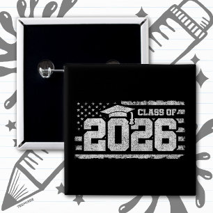 Klasse 2026 Patriotischer Abschluss Schriftzug Button
