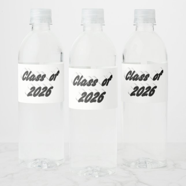 Klasse 2026 schwarze Typografie Abschluss  (Flaschen)