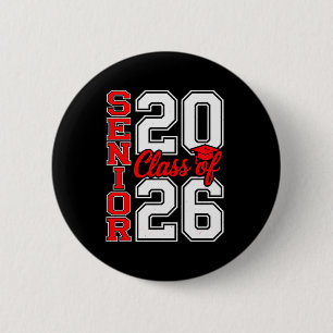 Klasse 2026 Senior 26 Rot Abschluss Absolvent Button