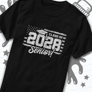 Klasse 2028 Abschluss American Flag Senior 2028 T-Shirt