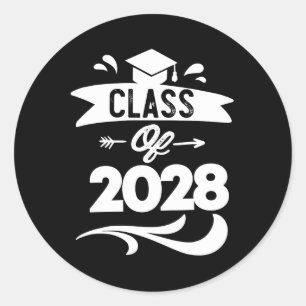 Klasse 2028 TShirt Senior 2028 Abschluss Runder Aufkleber