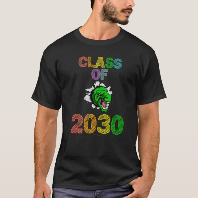 Klasse 2030 Chalk Rex Dinosaur Elementarkinder T-Shirt (Vorderseite)