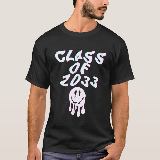 Klasse 2033 Glitch Senior Class High School Pull T-Shirt (Vorderseite)