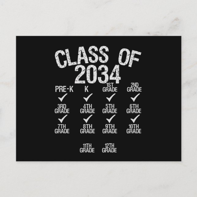 Klasse 2034 mit Abschluss 6. Klasse Ankündigungspostkarte (Vorderseite)