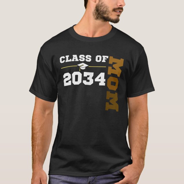 Klasse 2034 Senior Class Grad Proud Mama Melanin T-Shirt (Vorderseite)