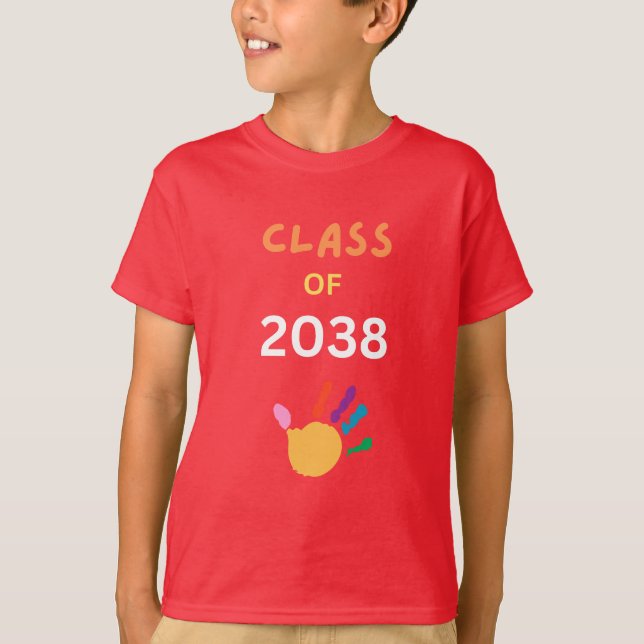 Klasse 2038 mit Fingerfarbe T-Shirt (Vorderseite)