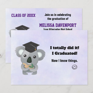 Klasse 20xx Süßer Koala-Bär in Abschlussmütze Einladung