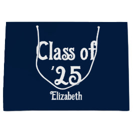 Klasse "25 Dark Blue and White Graduate Name Große Geschenktüte