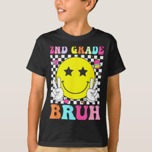 Klasse 2 bruh Retro-Lächeln Gesicht zurück zur Sch T-Shirt