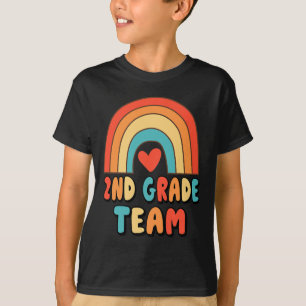 Klasse 2 Team - Lehrer Regenbogenherz 70er Retro B T-Shirt