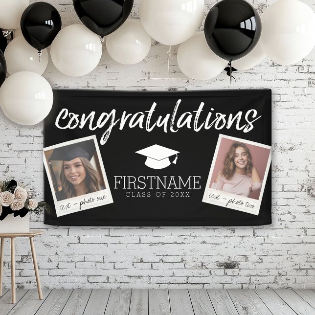 Klasse Abschluss 2 Graduate Foto Collage Banner (Custom Graduation Banner for a Grad Party or Open House)