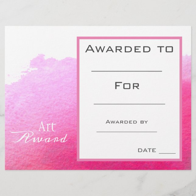 Klasse Art Award rosa Farbe spritzen Aquarell (Vorderseite)